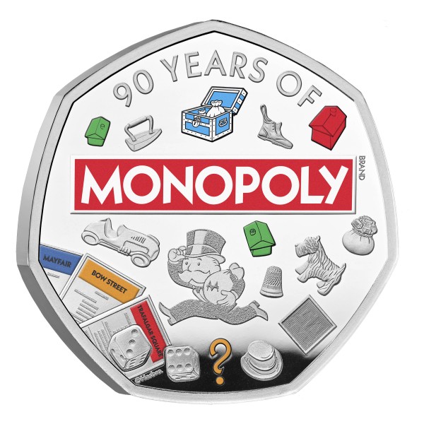 50 Pence Silber Proof Colour Monopoly United Kingdom 2025 Royal Mint