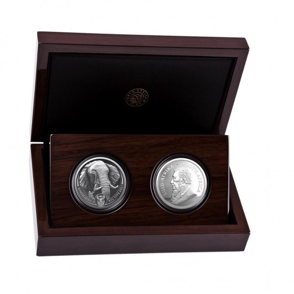 Elephant + Krugerrand Privy Elephant Big Five II - 2 x 1 Ounce Silver Proof South Africa 2021