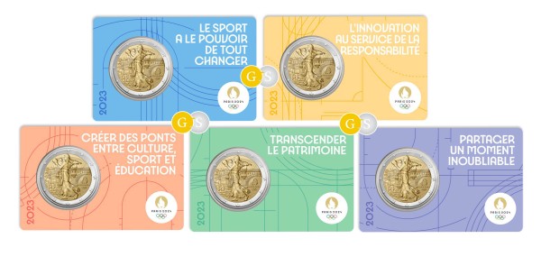 2023 Frankreich 5 x 2 Euro BU Coincard Paris 2024 Olympia Olympische Spiele