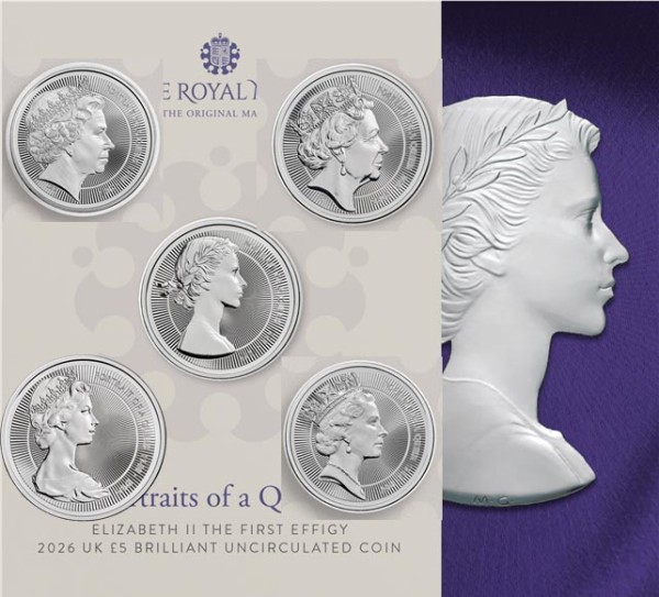  5 x 5 £ Cu/Ni BU Portraits of Queen Elizabeth II - UK 2026 Royal Mint
