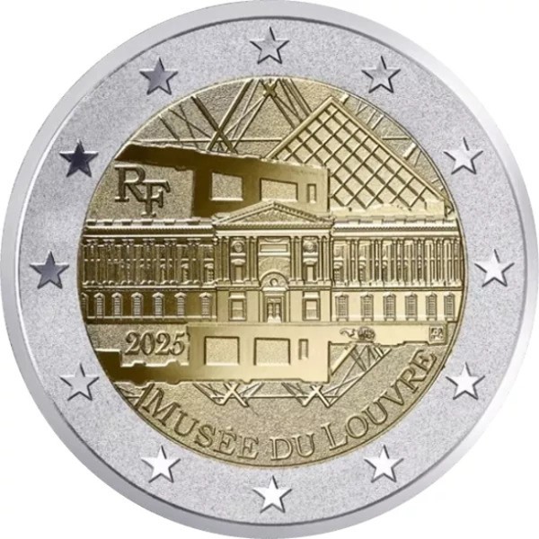 2 Euro Reverse Proof Museum Louvre Frankreich 2025