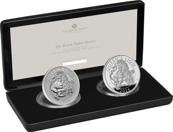 2 x 1 Unze Silber Proof - The Queen's Lion - Two Coin Set - The Royal Tudor Beasts (9) 4 £ UK 2026