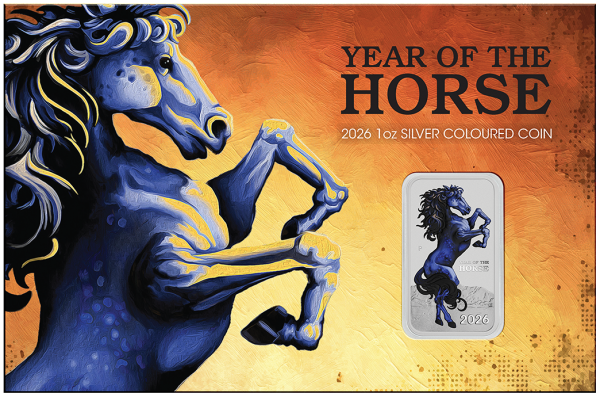 1 Unze Silber BU Rectangular Farbig Lunar Horse Australien 2026