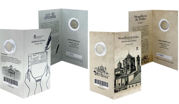 2 x 2 Euro Proof Blister art 49 Inclusion & Monasterio de Poblet Spanien 2026