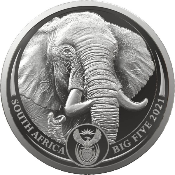 5 Unzen Silber Premium Stempelglanz Elefant Big Five Südafrika 2021
