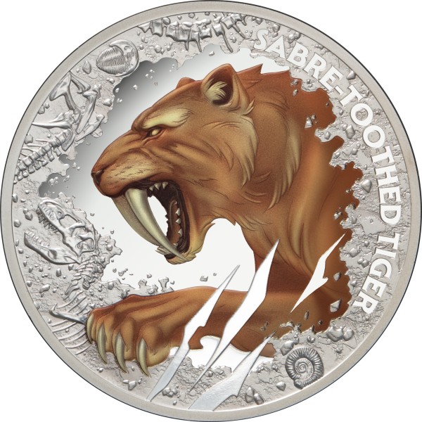 1 Unze Silber Proof Säbelzahntiger 1 $ Niue Island 2026