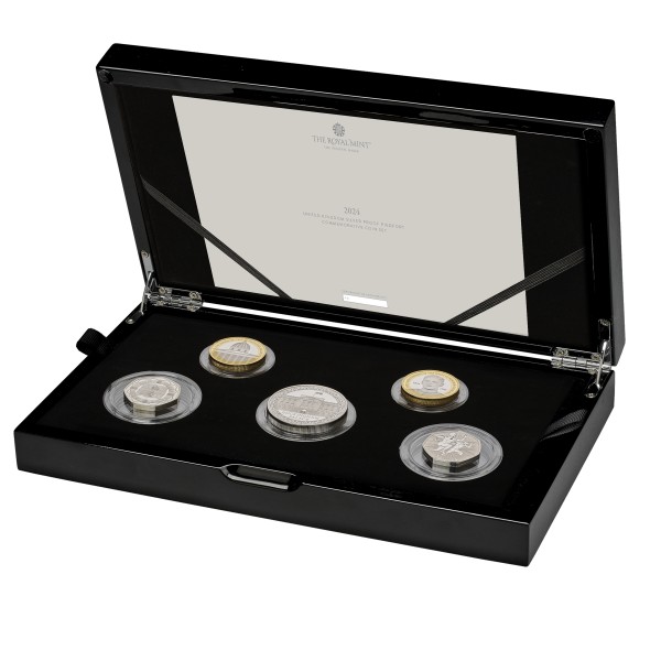 The 2024 United Kingdom Silber Proof Piedfort 5 Coin Set 10 £