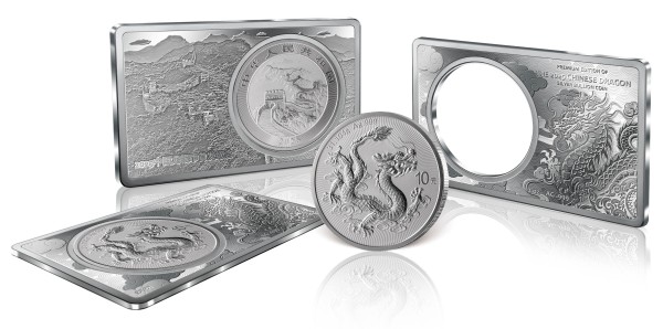 10 Yuan Silver BU Chinese Dragon + 2 Oz Silver Bar China 2025