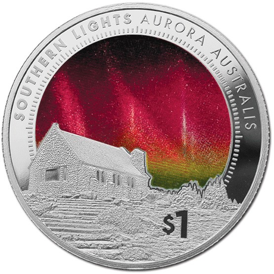 1 Ounce Silver Proof Southern Lights Aurora Australis New Zealand 2017