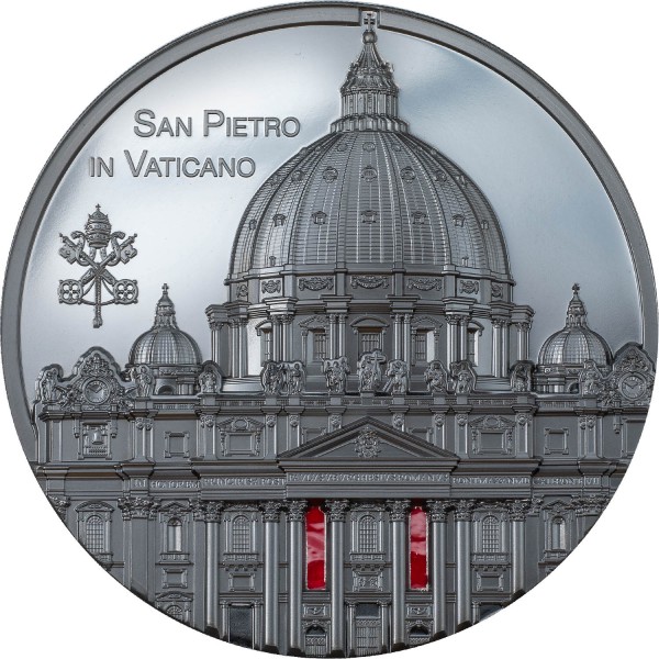 5 Ounces Silver Black Proof Tiffany Art Metropolis – San Pietro Rome 25$ Dollar Palau 2022