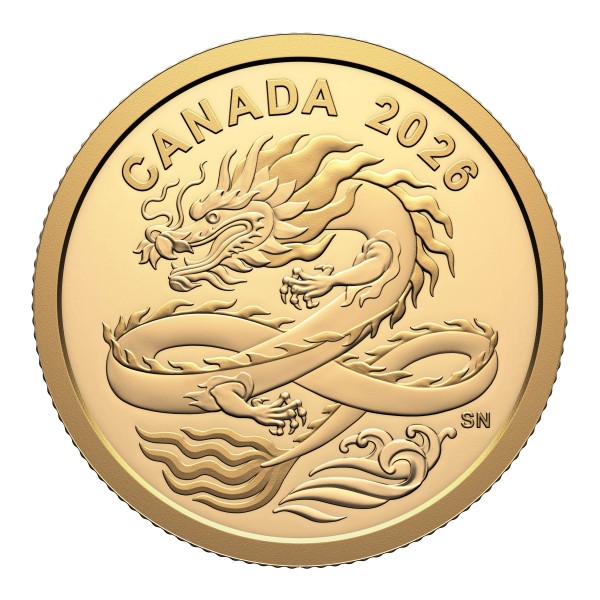 8 CAD Gold Proof Lucky Dragon Drache Kanada 2026