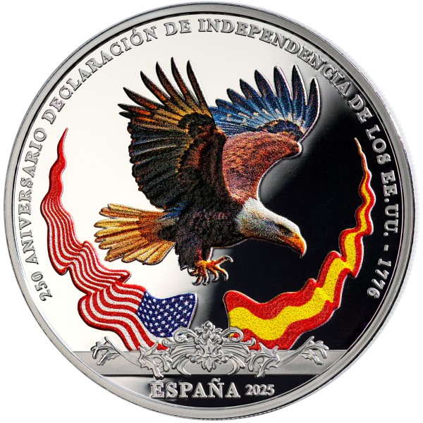10 Euro Silber Proof Der Revolutionskrieg - Der amerikanische Weißkopfseeadler Spanien 2025
