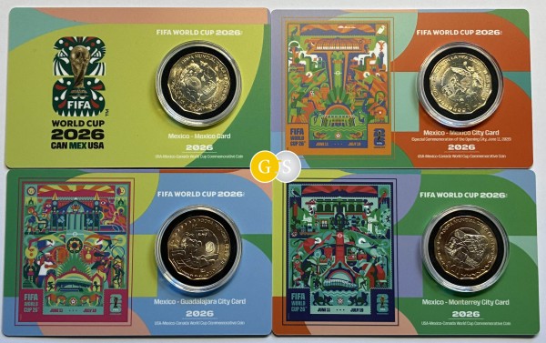 4 x 20 Peso BU Blister - FIFA Fussball-Weltmeisterschaft 2026 Kupfer/Nickel Mexiko 2026