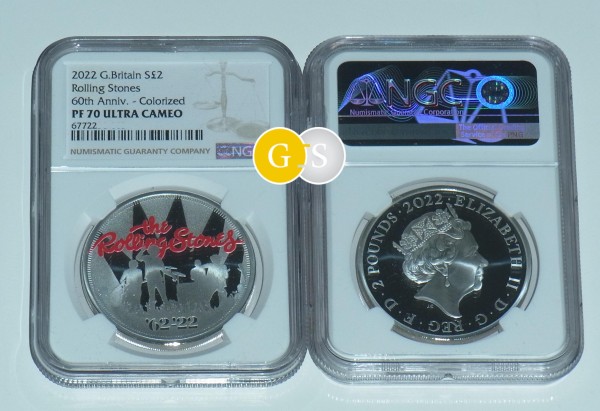 Rolling Stones 1 Oz Silver Proof Music Legends NGC Graded PF 70 UC 2 £ UK 2022