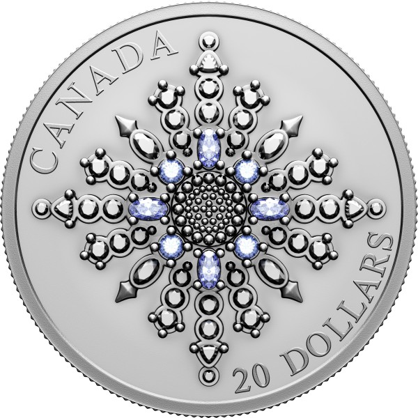 1 Unze Silber The Sapphire Jubilee Snowflake Brooch Matte Proof 20 CAD Kanada 2024