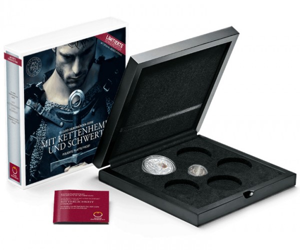 Sammelkassette für die 10 Euro Silber Proof Serie - Mit Kettenhemd und Schwert Österreich