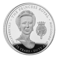 5 £ Silber Proof 75. Geburtstag von Prinzessin Anne United Kingdom 2025 Royal Mint  5 £ Silber Proof 75. Geburtstag von Prinzessin Anne United Kingdom 2025 Royal Mint
