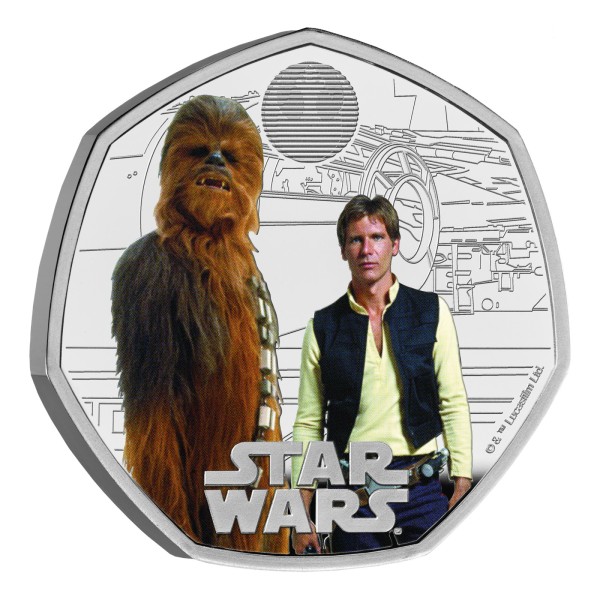 50 Pence Silber Proof Star Wars - Han Solo and Chewbacca UK 2024 Royal Mint