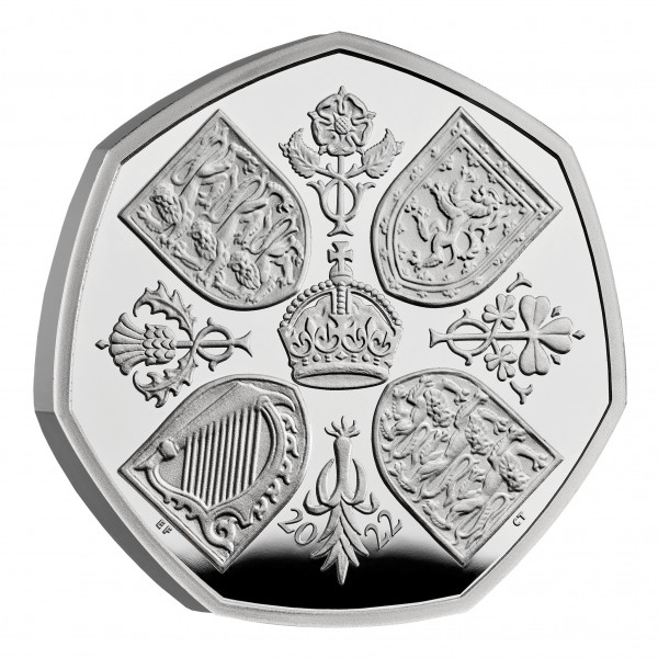 50 Pence Silver Proof Piedfrot Queen Elizabeth II Memorial United Kingdom 2022 Royal Mint