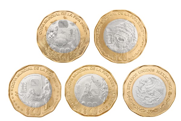 4 x 20 Peso Proof - FIFA Fussball-Weltmeisterschaft 2026 Kupfer/Nickel Mexiko 2026