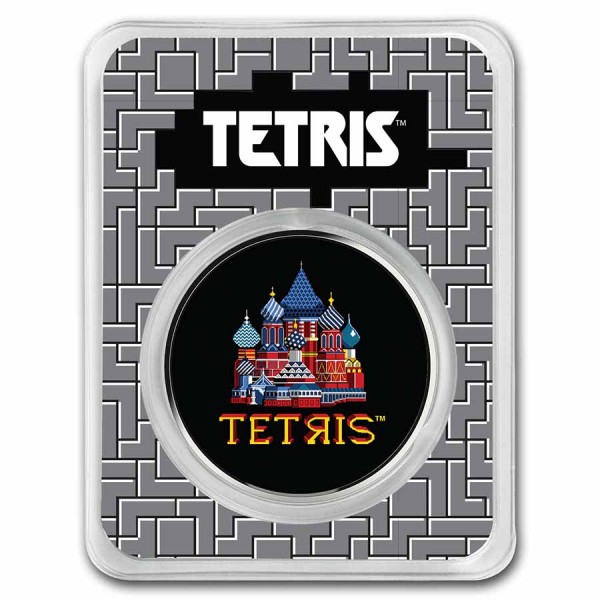 Tetris ™ St. Basil's Cathedral in TEP - 1 Ounce Silver BU Colorized 2$ Niue 2021