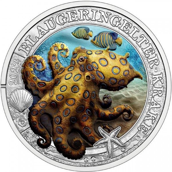 3 Euro Ocean Taler - the blue-ringed Octopus Austria 2022