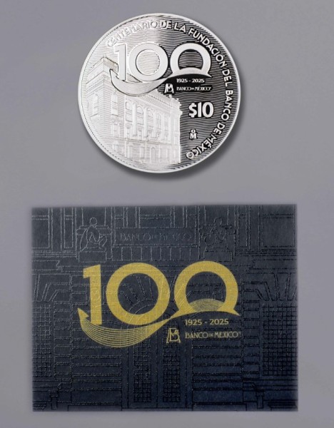 2 Oz Silber Proof 100 Jahre Banco de Mexico Mexiko 2025