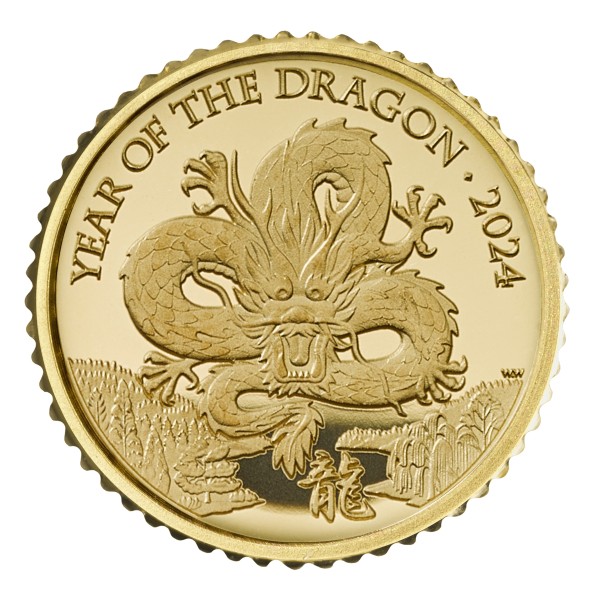 1/40 Oz Gold Proof Jahr des Drachen Lunar 50p United Kingdom 2024