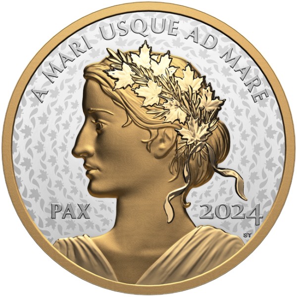 1 Unze Silber Proof vergoldet Peace Dollar Kanada 2024 A MARI USQUE AD MARE