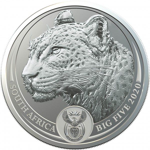 1 Ounce Silver BU Big Five Leopard South Africa 2020