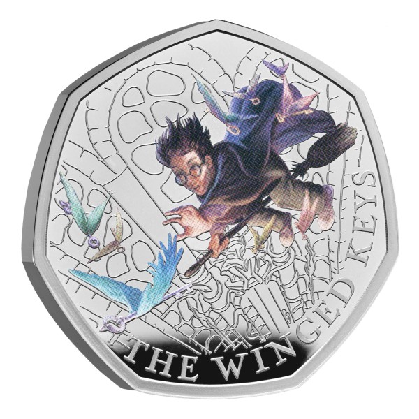 50 Pence Silber Proof Colour Harry Potter - The Winged Keys United Kingdom 2024 Royal Mint