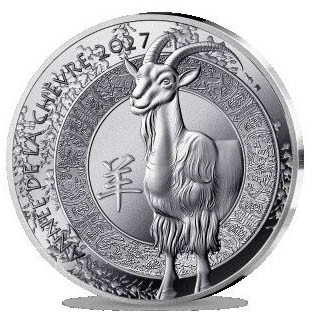 1 Oz Silver Proof High Relief Lunar Year of the Goat 20 Euro France 2027
