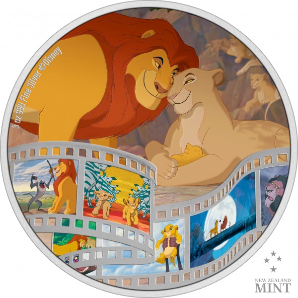 3 Unzen Silber Proof Farbig Disney - Cinema Masterpieces - König der Löwen Niue 2022