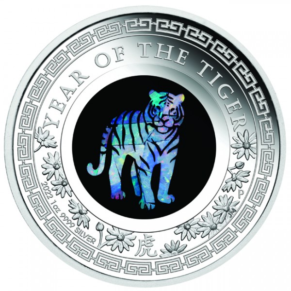 1 Unze Silber Proof Tiger Opal Lunar Australien 2022