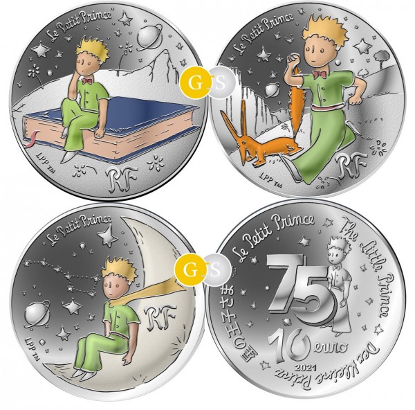 Der kleine Prinz - 75 Jahre - 3 x 10 Euro Silber Proof Frankreich 2021
