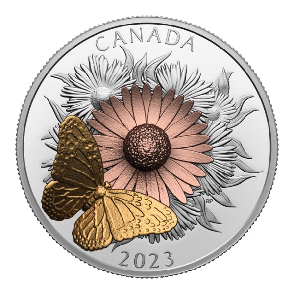 5 Unzen Silber Proof Monarch and the Bloom 50 CAD Kanada 2023