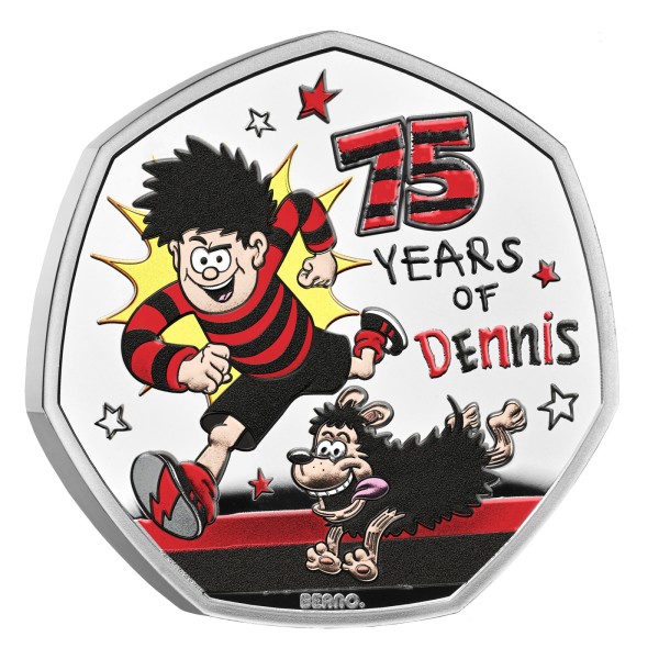 50 Pence Silver Proof 75 Years of Dennis the Menace UK 2026 Royal Mint