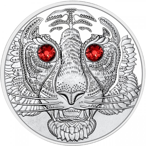 Tiger - Asien - Augen der Kontinente 20 Euro Silber Proof Österreich 2022