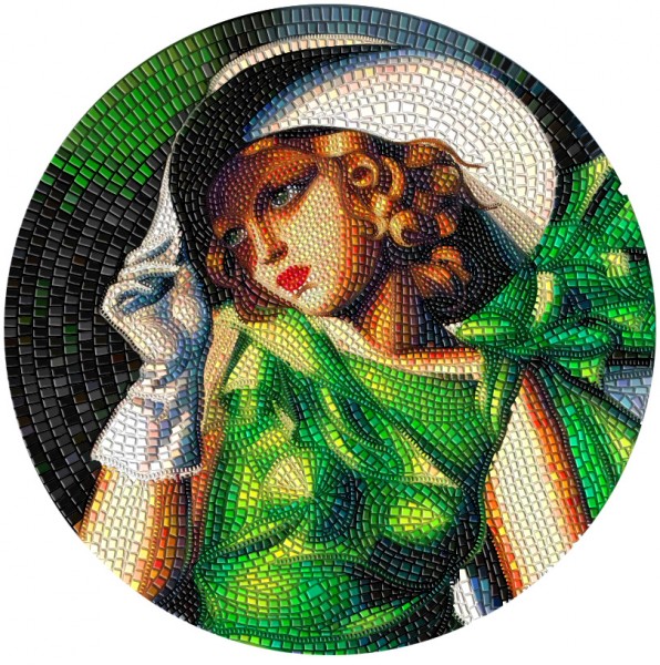 3 Unzen Silber Proof Young Girl in Green Great Micromosaic Passion 20$ Palau 2021