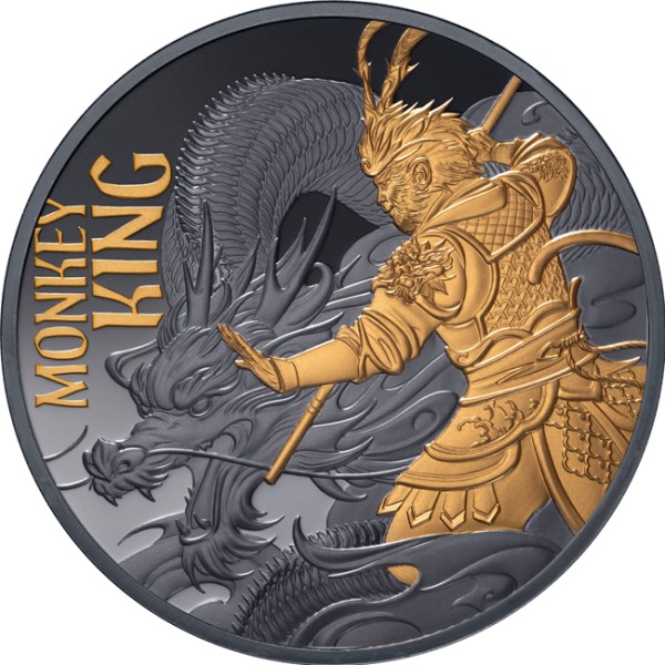 1 Unze Silber Black Proof gilded Monkey King 1$ Niue Island 2026