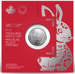 1 Unze Silber BU Treasured Maple Leaf - Lunar Hase 5 CAD Kanada 2023