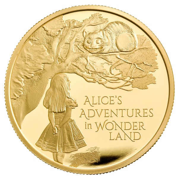 Alice´s Adventures in Wonderland - Treasury of Tales - 1 Ounce Gold Proof 100 £ Pounds UK 2021