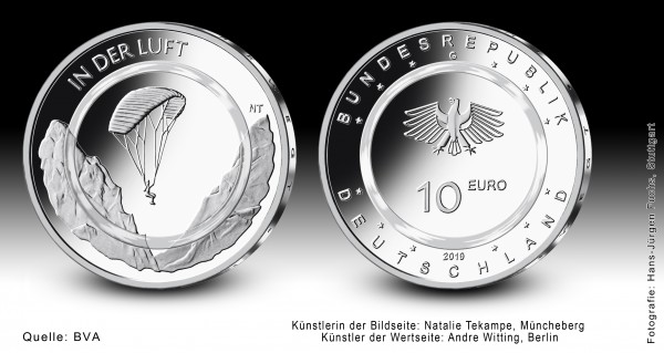 10 Euro BU In der Luft Polymerring Luft bewegt BRD 2019 (Buchstabe unserer Wahl)