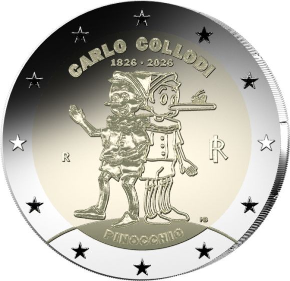 2 Euro Reverse Proof Pinocchio 200 Jahre Geburt Carlo Collodi Italien 2026