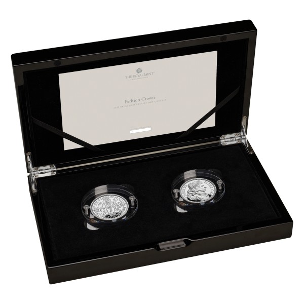 2 x 2 Ounce Silver Proof Set Petition Crown Thomas Simon - The Great Engravers 10 £ UK 2023